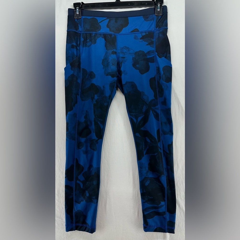 Lululemon Wunder Under Crop Leggings Jumbo Inky Floral Black Inkwell Size 8